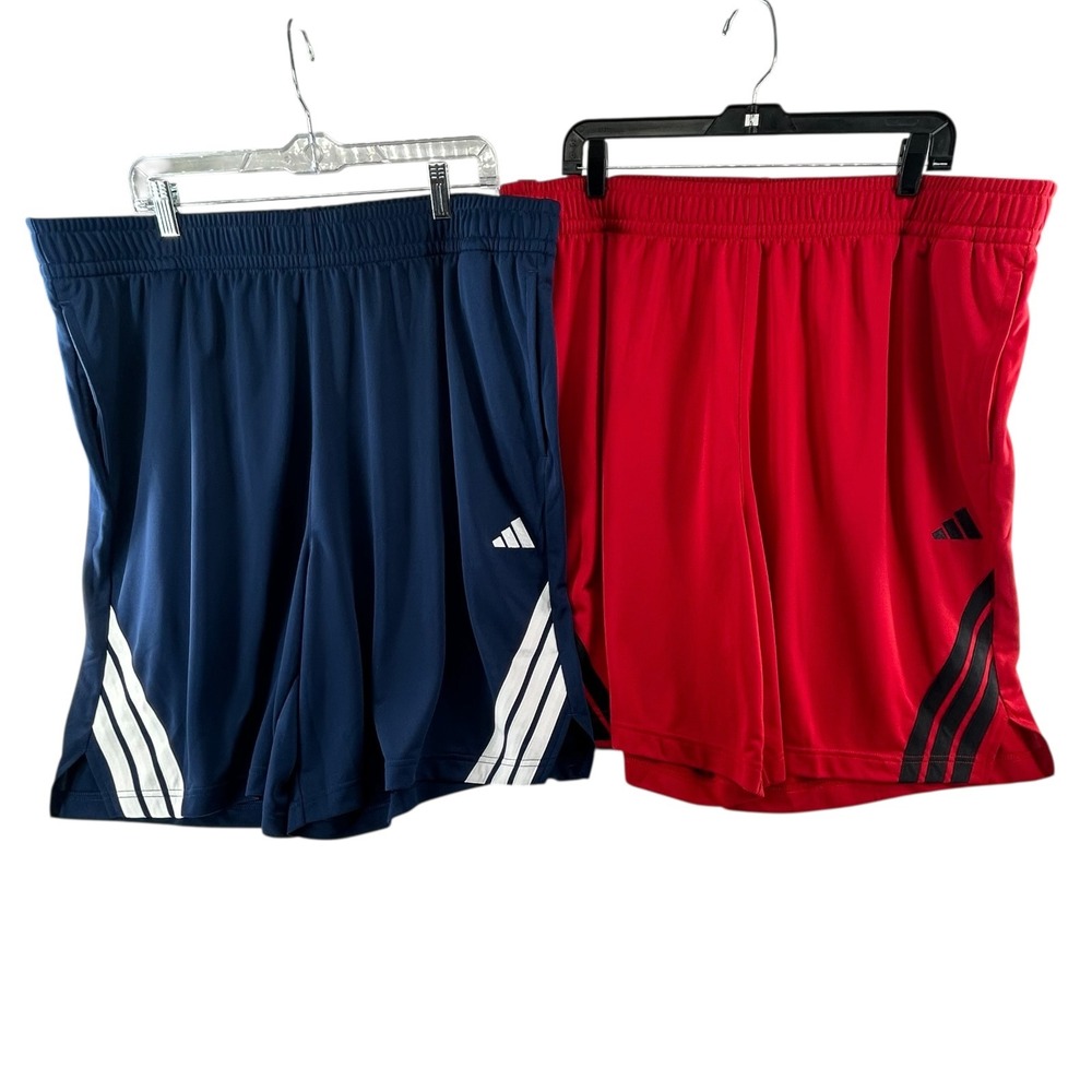 Adidas Legends 3-Stripes 9" Basketball Shorts Mens‎ 2XL Red Blue Set of 2 Gorp